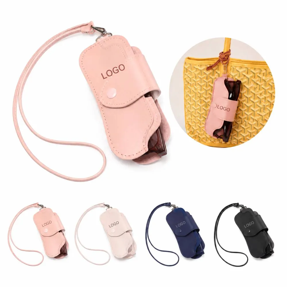 PU Leather Sunglass Case with Adjustable Lanyard