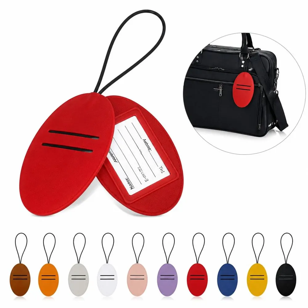 Waterproof Oval PU Leather Luggage Tag with ID Window 2