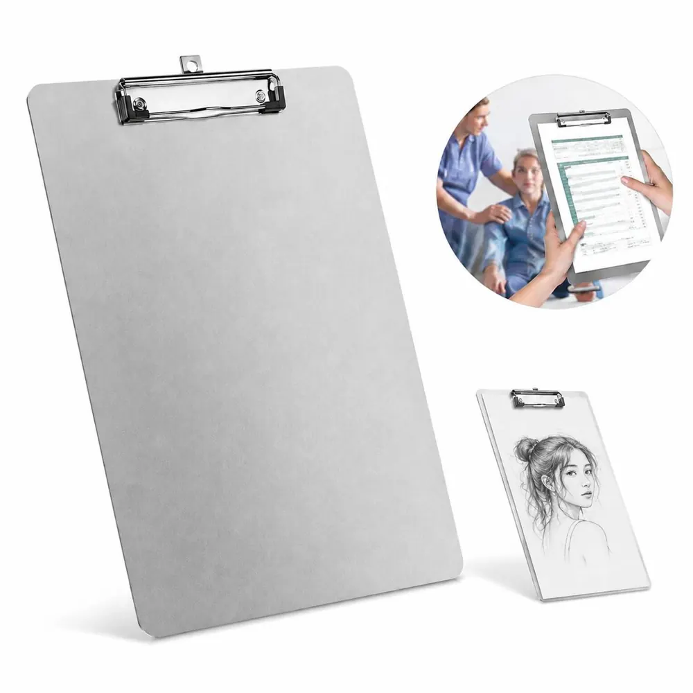 Lightweight Aluminum Clipboard with Low-Profile Clip for A4 2