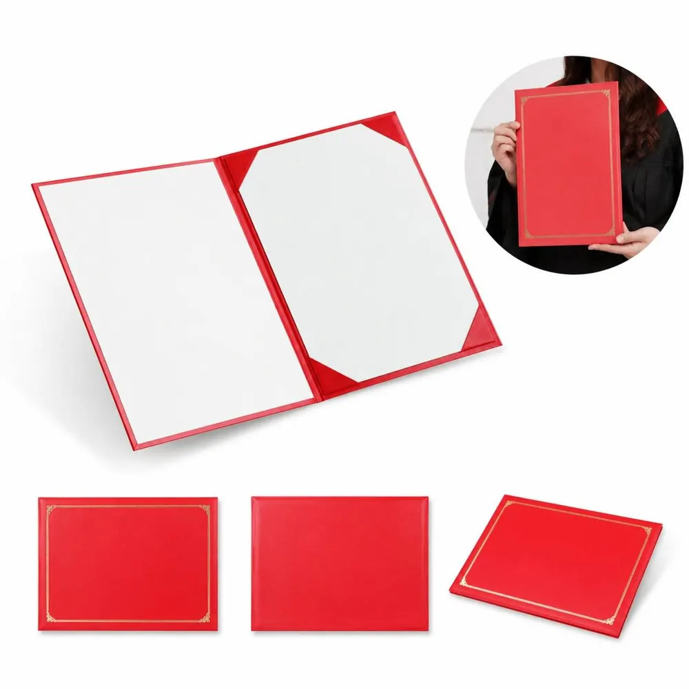 Genuine Leather Hot-Stamped Certificate Holder with Secure 2