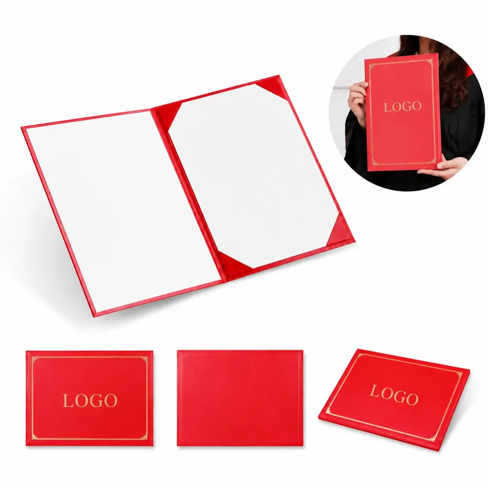 Genuine Leather Hot-Stamped Certificate Holder with Secure