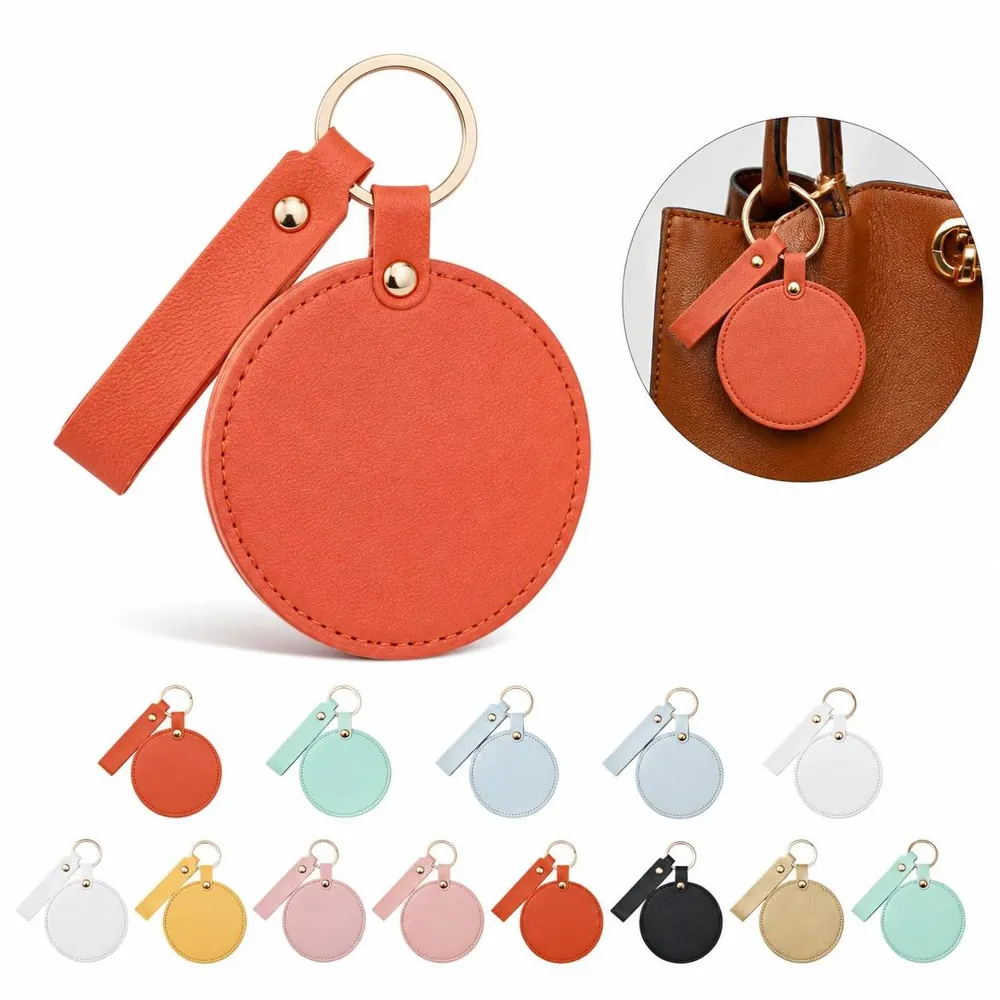PU Leather Folding Makeup Mirror Compact Travel 2