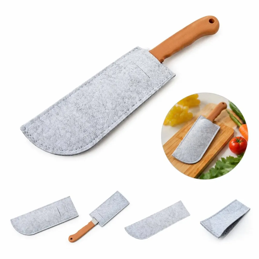 Hand-Stitched Felt Chef Knife Sheath for Safe Storage 2