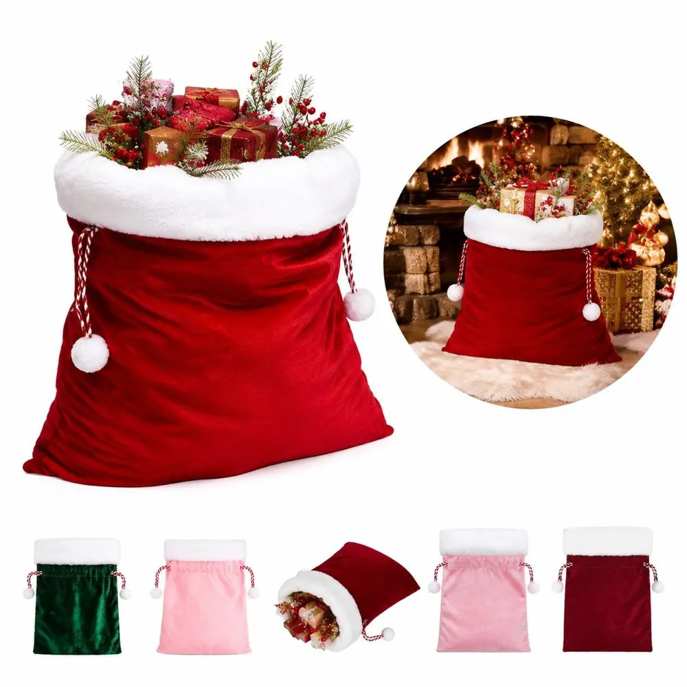 Velvet Drawstring Santa Claus Gift Bags for Christmas Treats 2