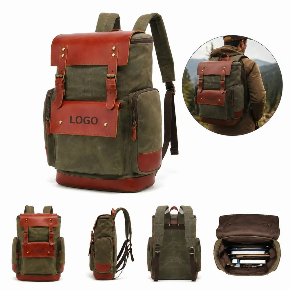 Large Capacity Water-Resistant Waxed Canvas Backpack