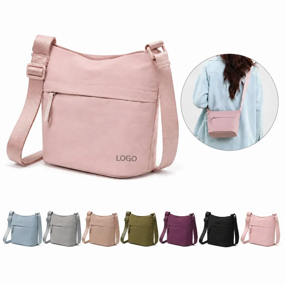 Nylon Crossbody Bag with Adjustable Strap, Water-Repellent