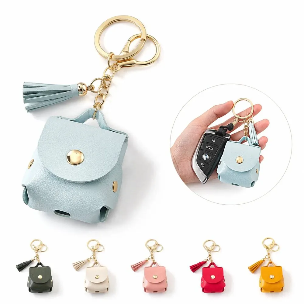 PU Leather Earphone Case Keychain with Secure Clip 2