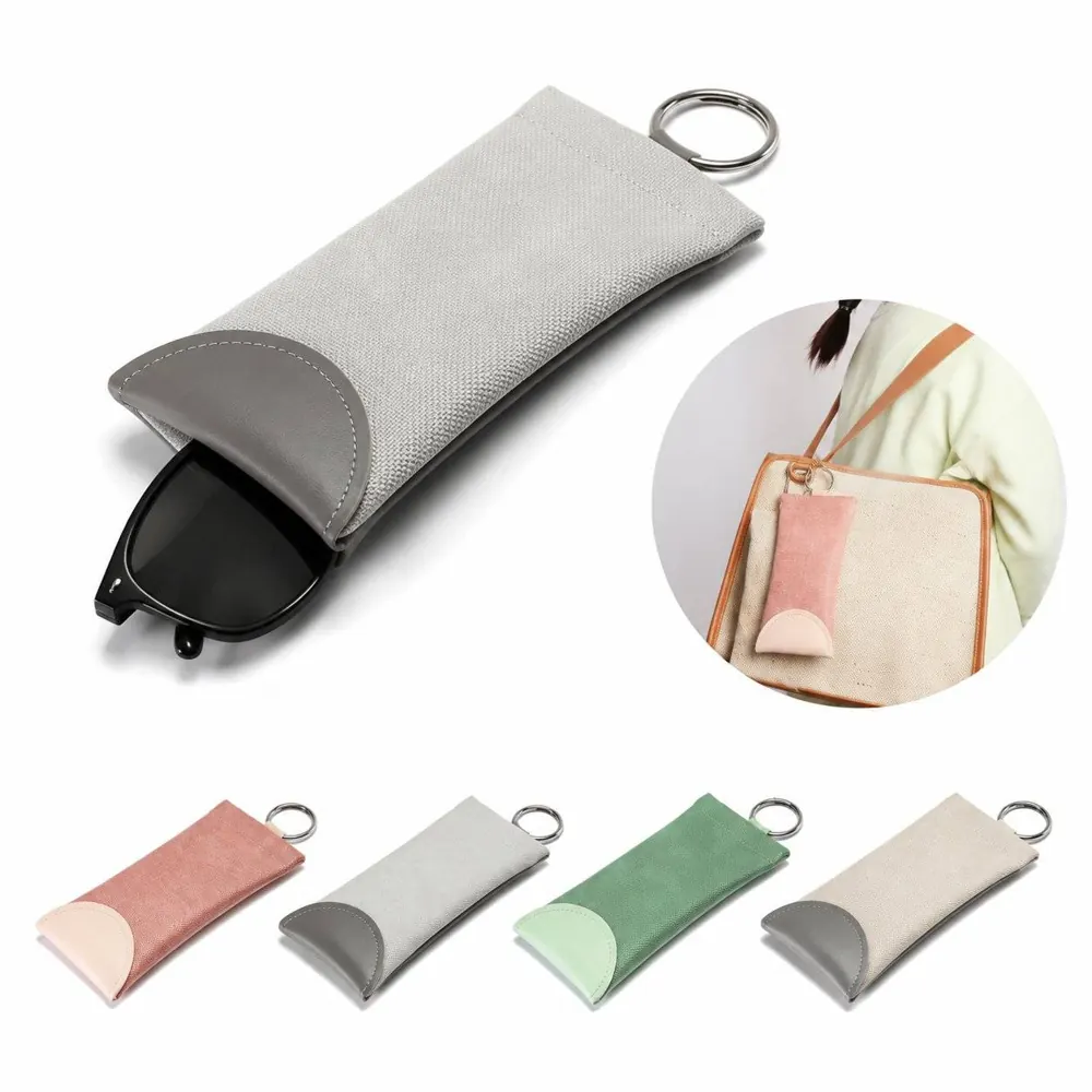 PU Leather Squeeze Eyeglass Case with Hanging Loop 2