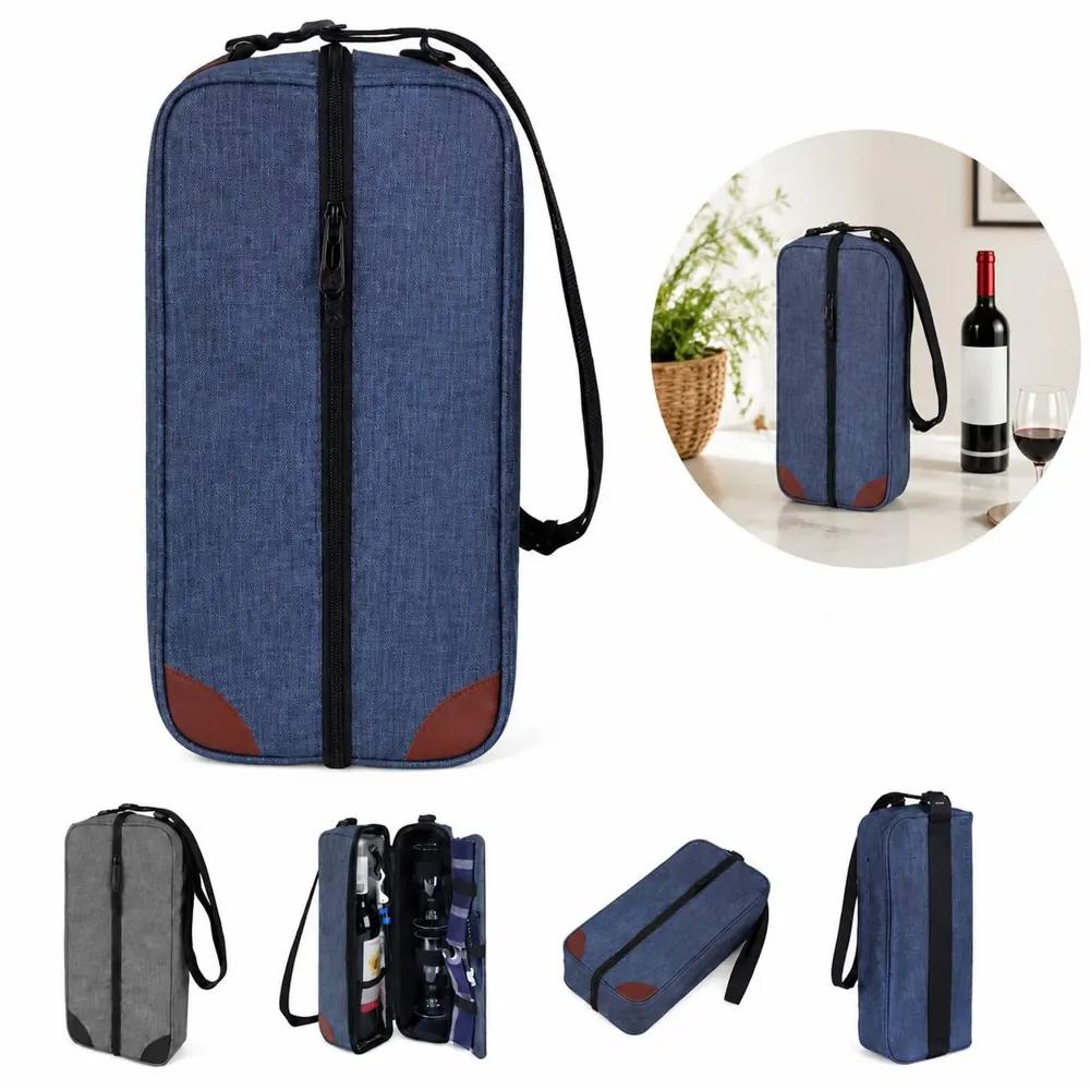 Dual-Compartment Insulated Wine Cooler Bag for Travel 2