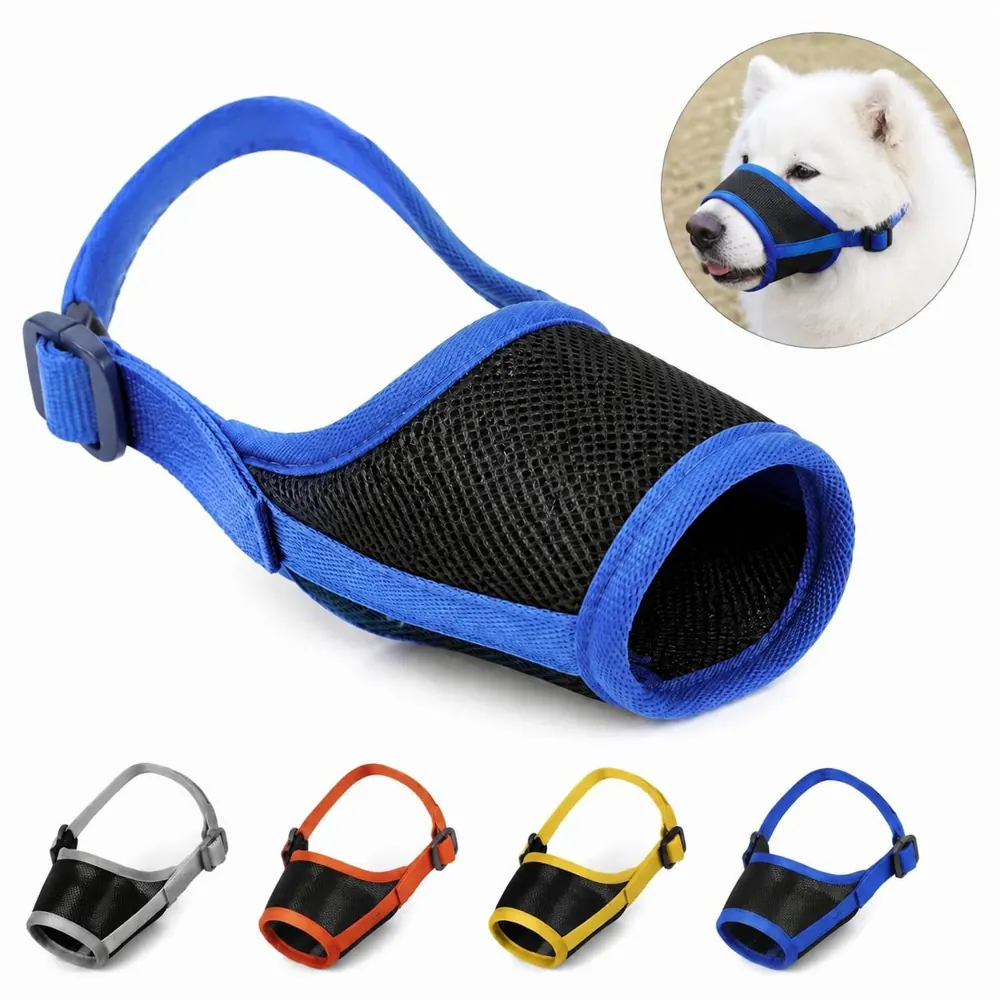 Breathable Adjustable Dog Muzzle with hook-and-loop for Safe Fit 2