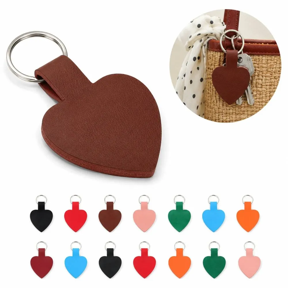 Heart PU Keychain with Secure Metal Ring for Keys and Bags 2