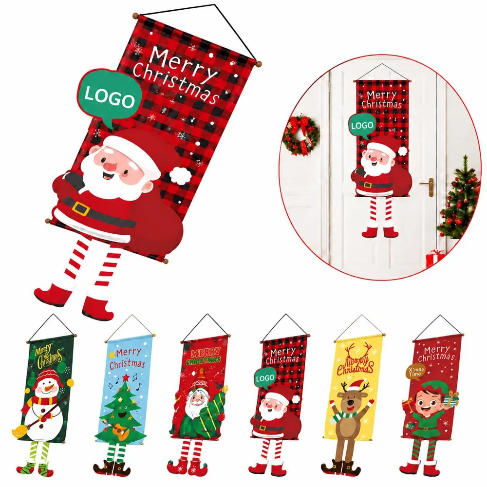 Custom Non-Woven Christmas Hanging Flag for Indoor Outdoor