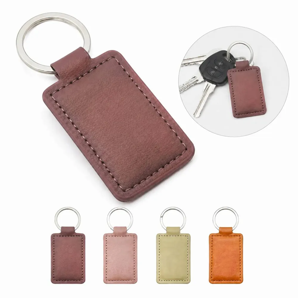 Custom LOGO PU Leather Keychain with Metal Ring, Durable 2