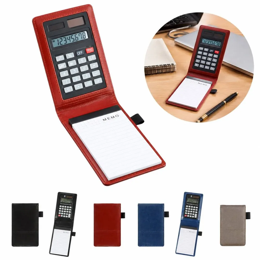 Faux Leather Notebook with Built-in Calculator, Portable 2