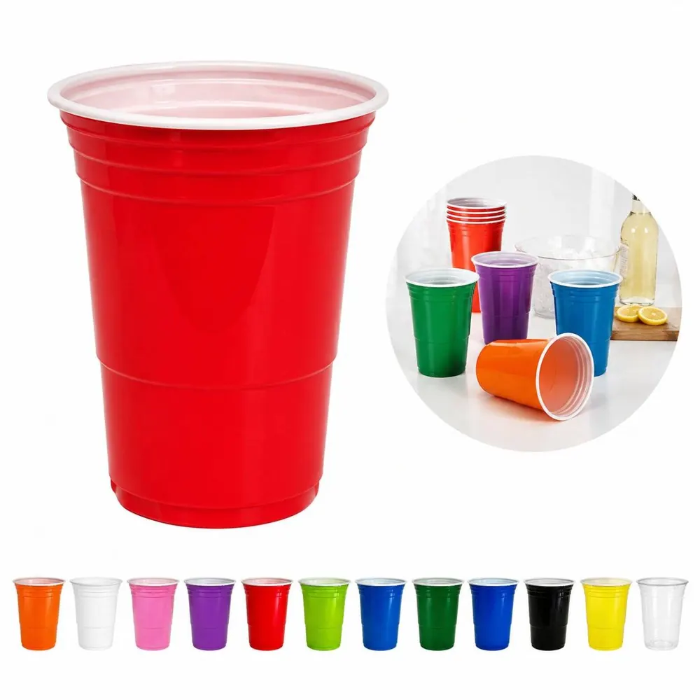 16oz Durable Plastic Cups for Cold Drinks Party Supplies 2