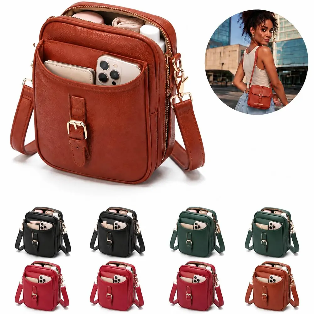 RFID Anti-theft Crossbody Leather Bag with Hidden Zipper 2