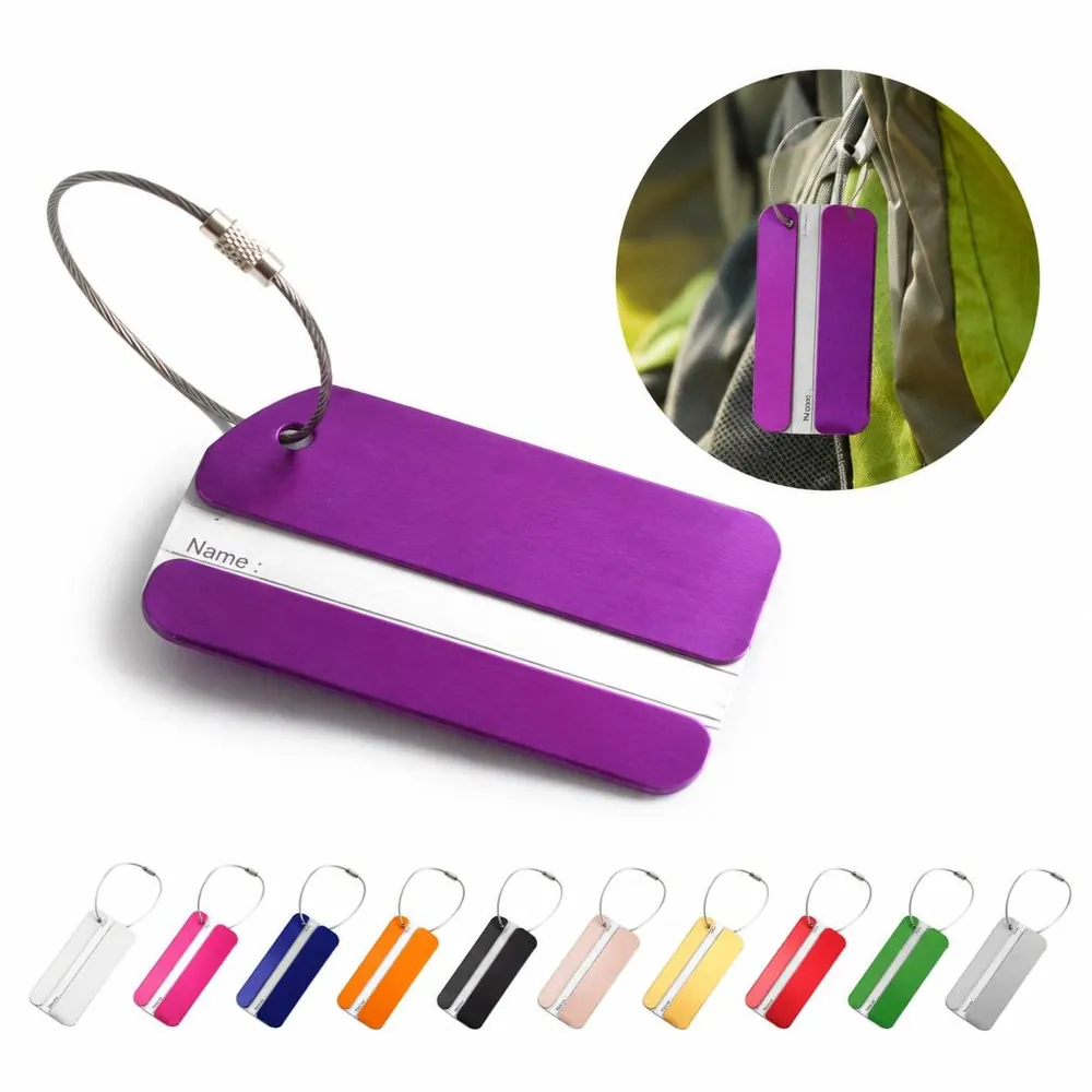Stainless Steel Wire Ring Luggage Tag with ID Window 2