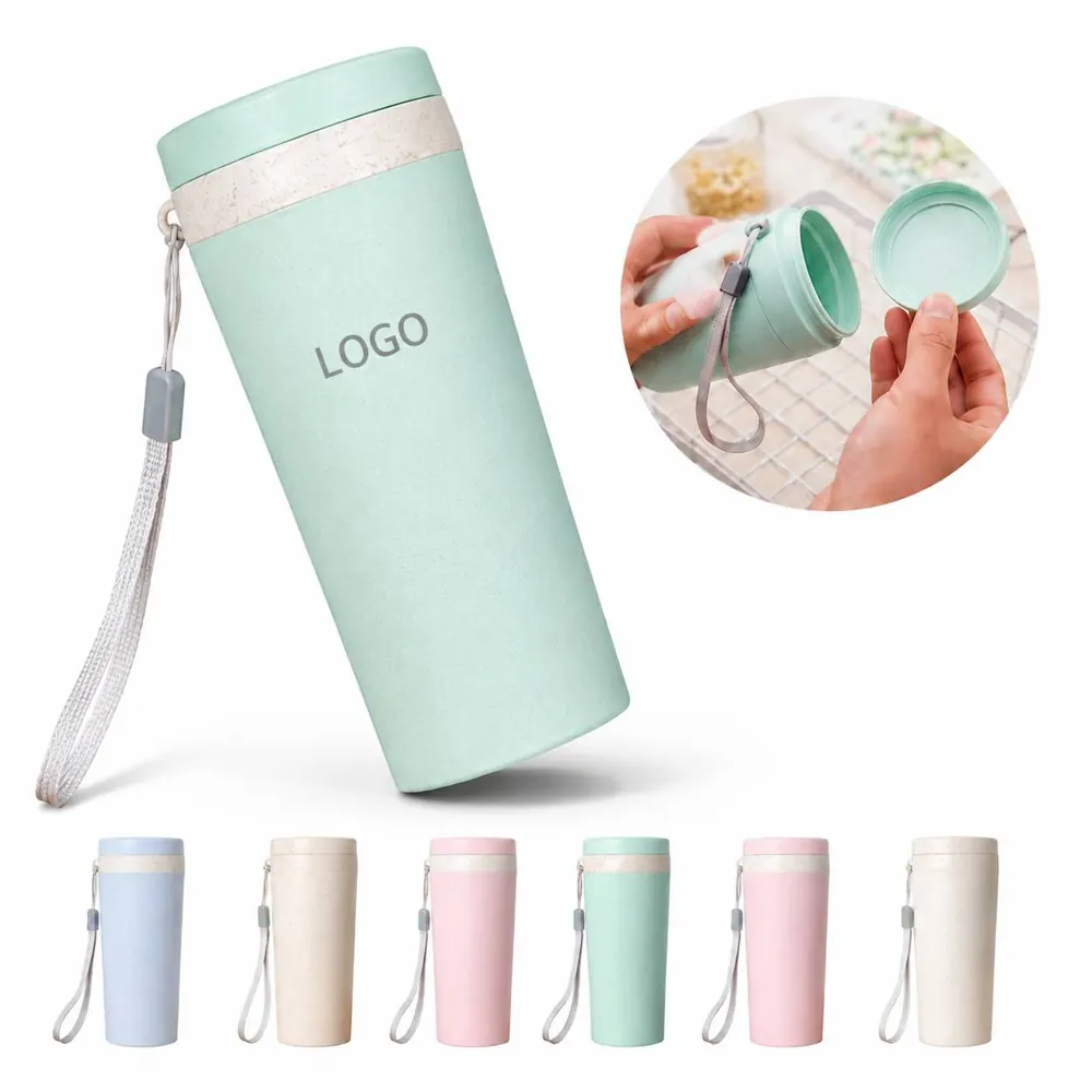 Eco Wheat Straw Water Bottle with Leak-Proof Lid