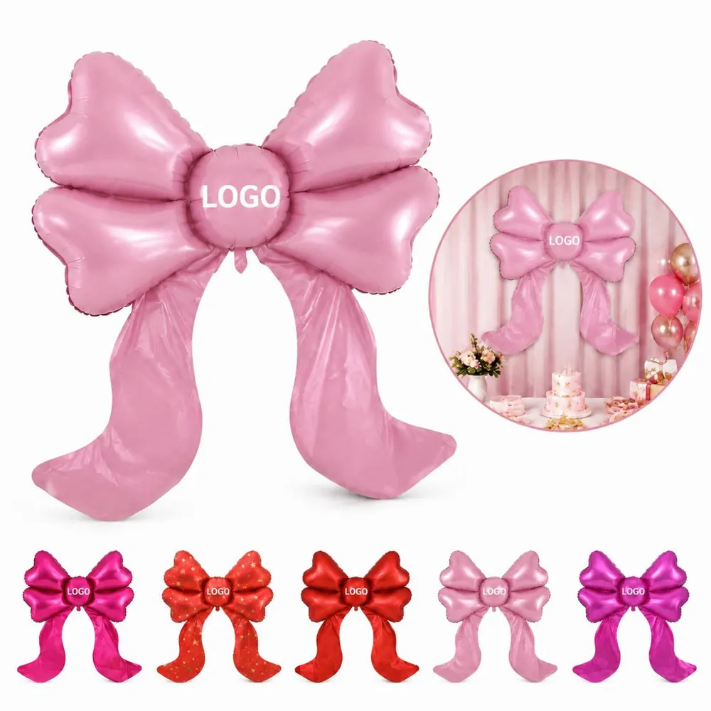 Matte Bowknot Foil Balloon with Self-Sealing Valve