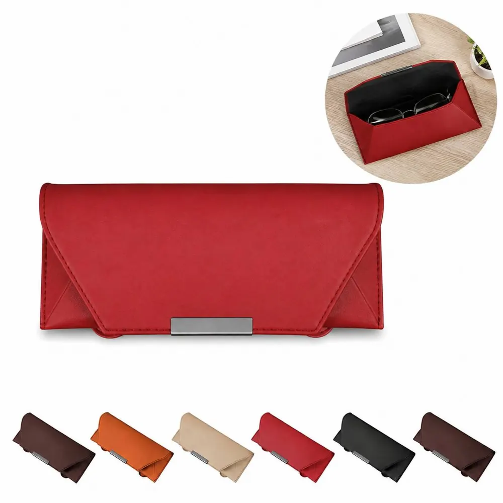 PU Leather Magnetic Sunglasses Case for Car Visor 2