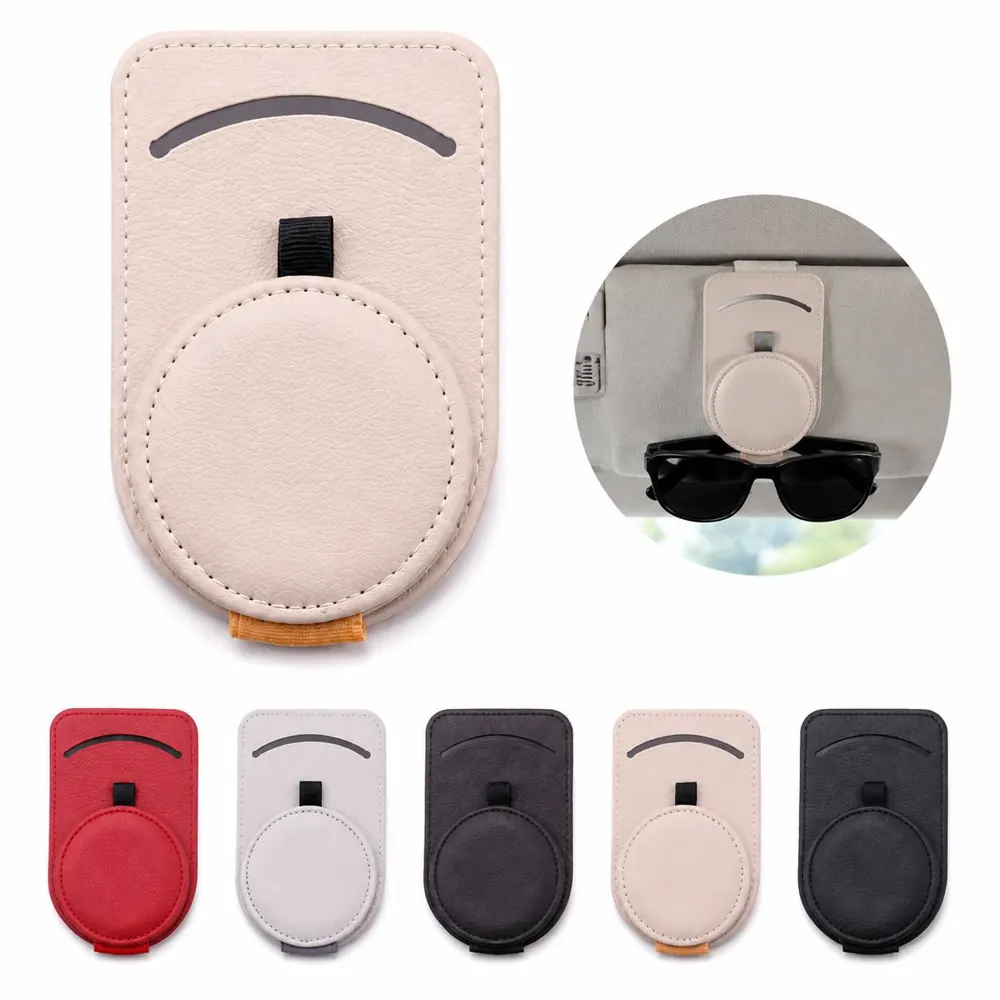 Leather Sunglasses Holder for Car Sun Visor, Scratch-Proof 2