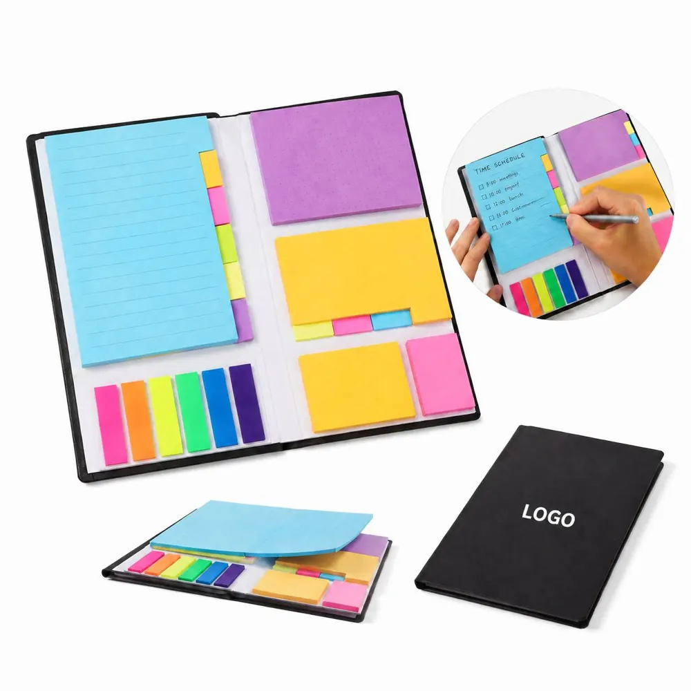 Portable Sticky Notes Set, Multi-Color Assorted Sizes