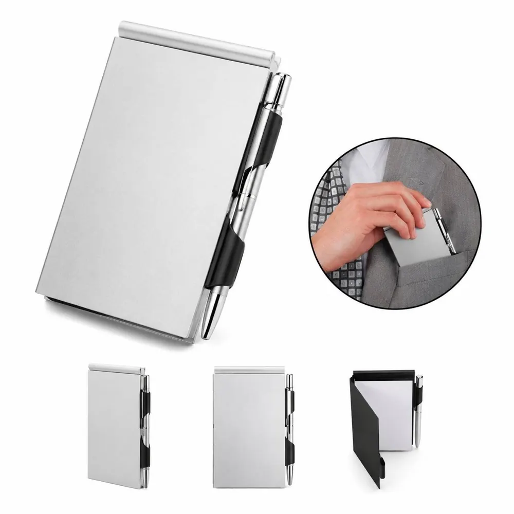 Aluminum Flip Notebook with Pen, Refillable Pages 2
