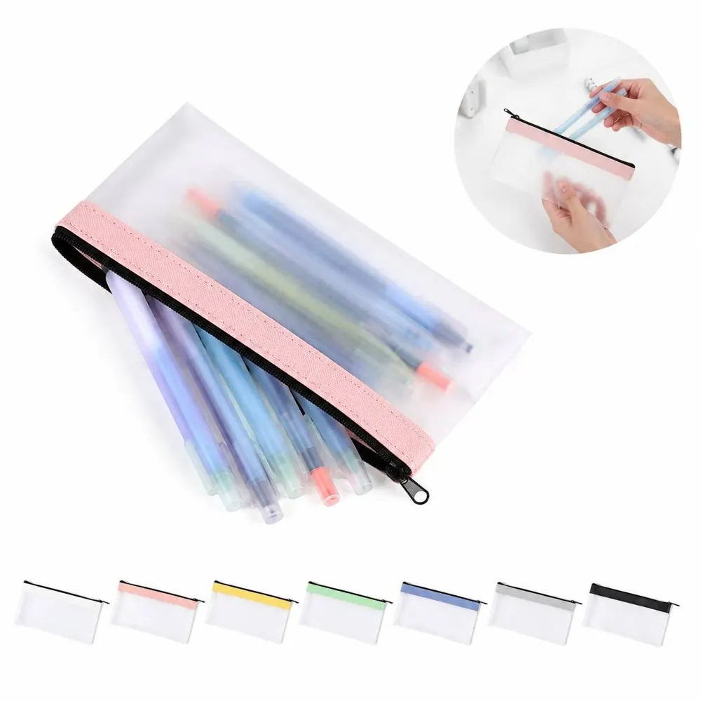 PVC Transparent Zipper Pencil Case, Waterproof Storage Bag 2