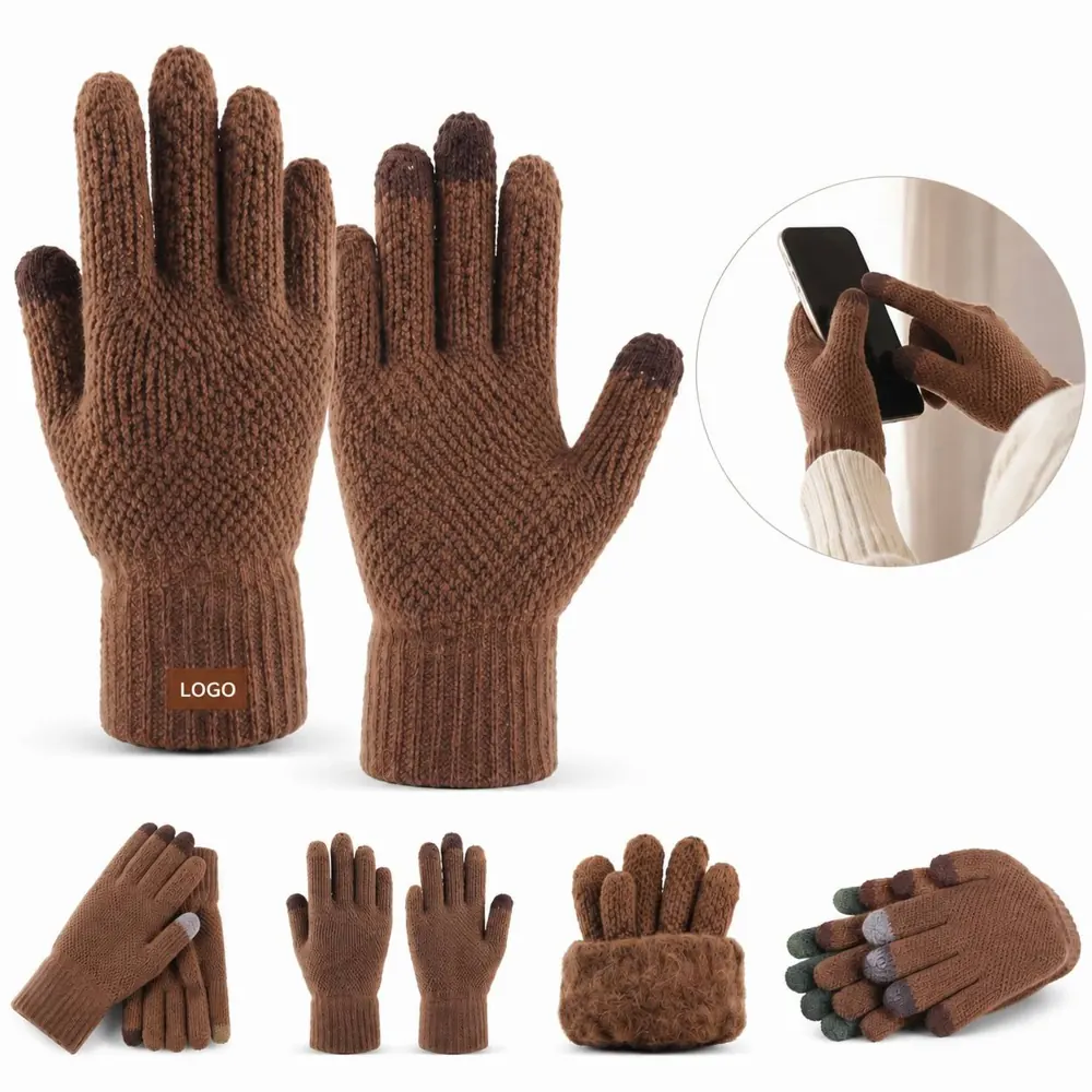 Thick Touchscreen Winter Gloves for Adults with 3-Finger