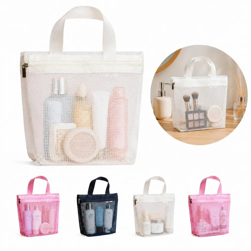 Breathable Mesh Toiletry Bag with Clear Compartments 2