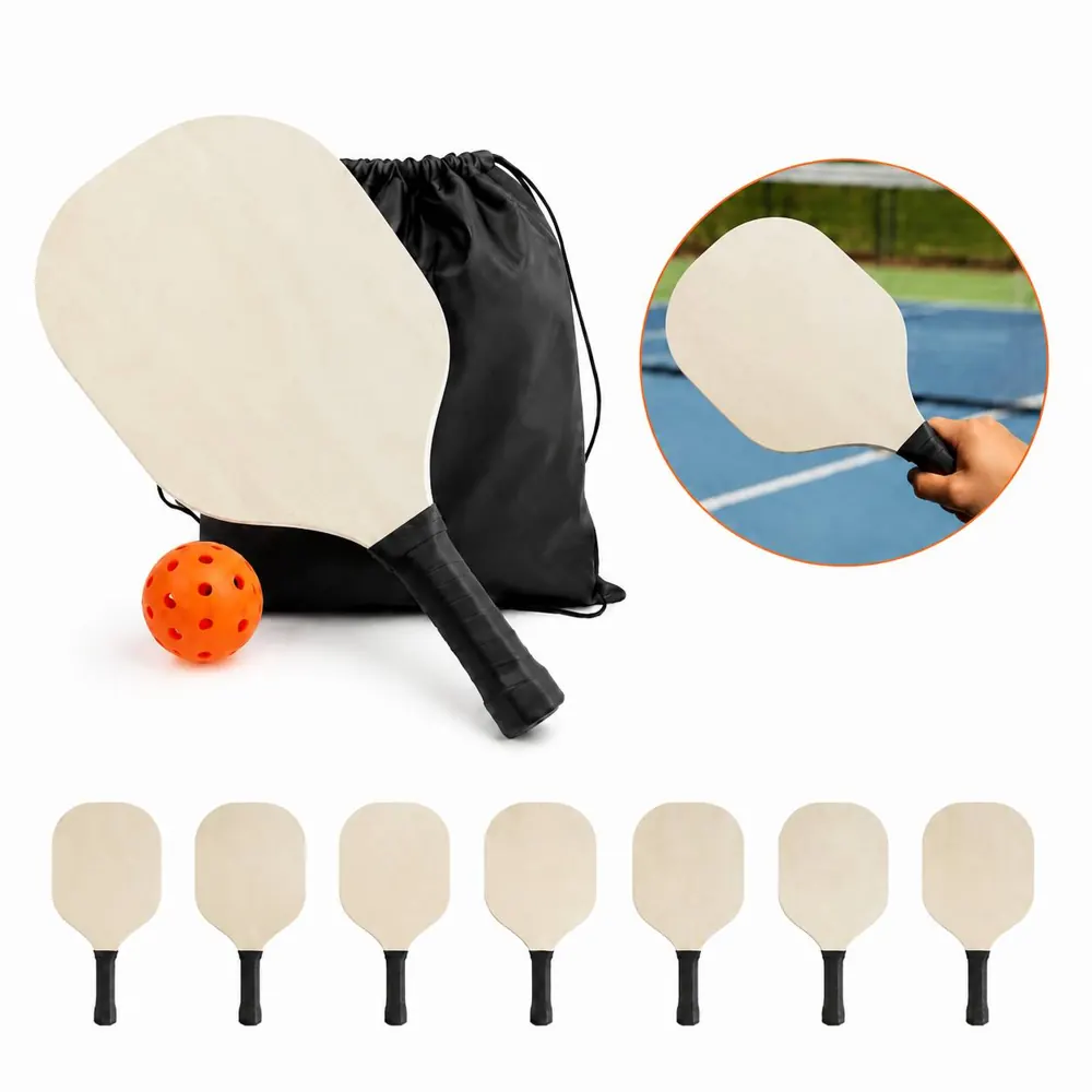 Full-Color Wood Pickleball Set with 2 Paddles and 2 Balls 2