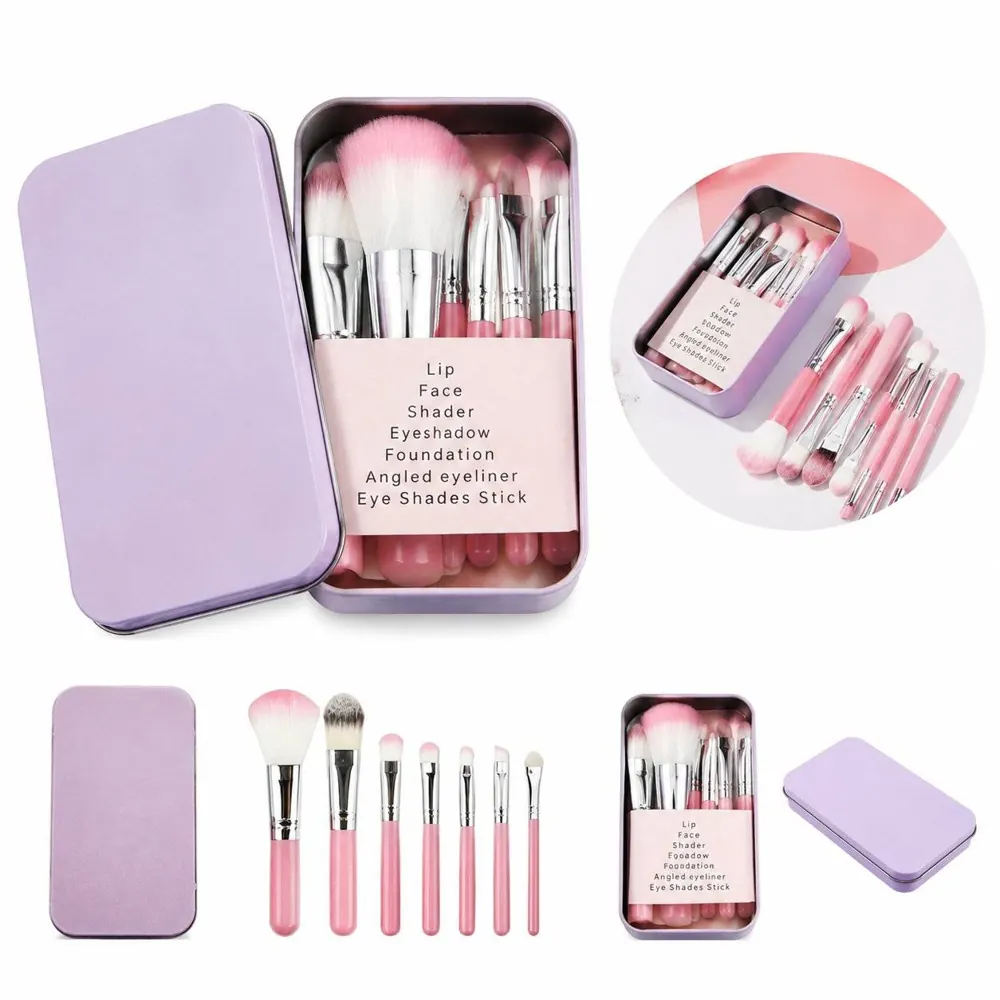 7-Piece Mini Travel Makeup Brush Set with Portable Case 2