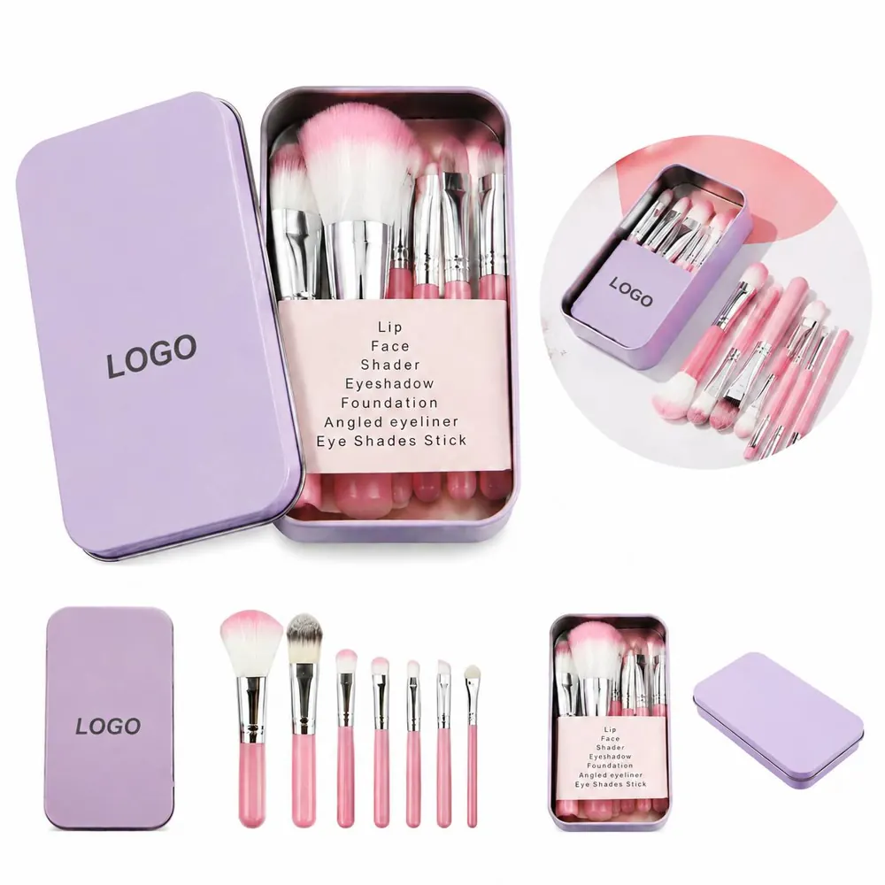 7-Piece Mini Travel Makeup Brush Set with Portable Case