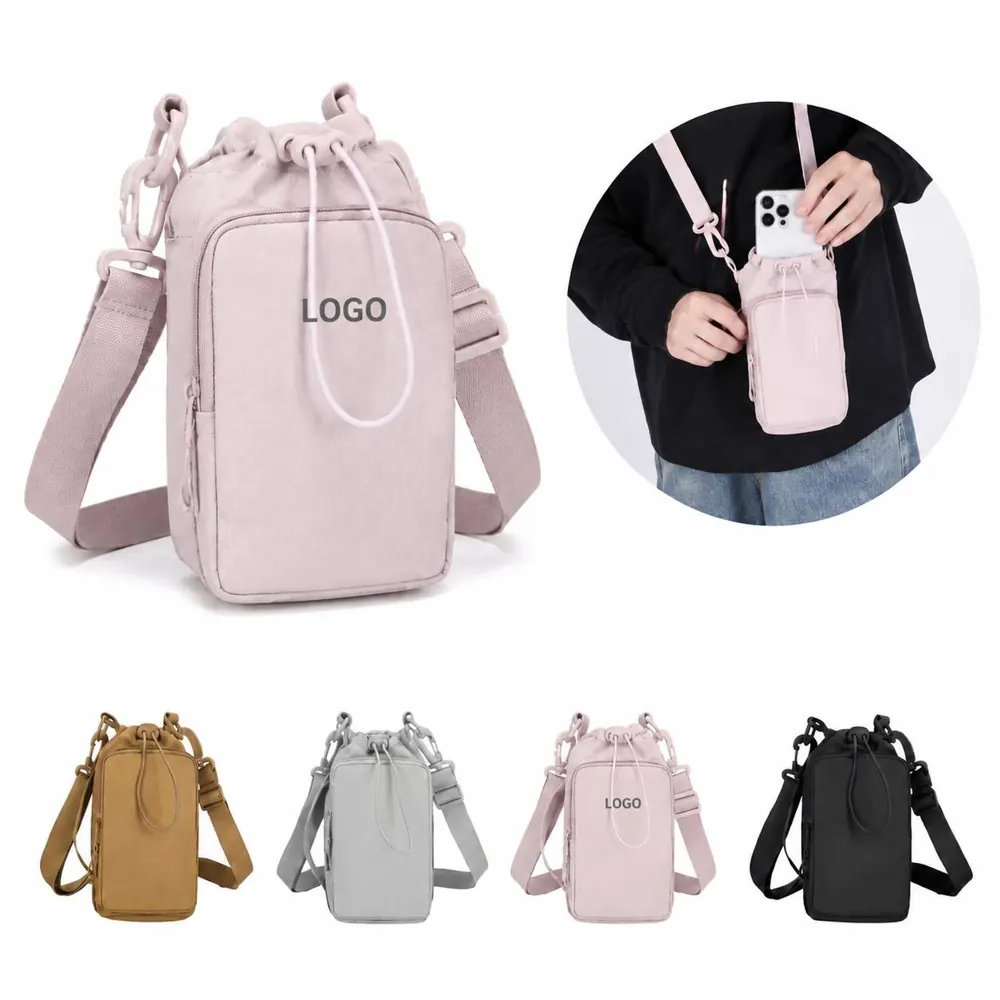 Insulated Crossbody Water Bottle Bag with Pockets