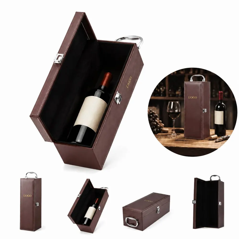 PU Leather Wine Carrier Set with 4 Accessories