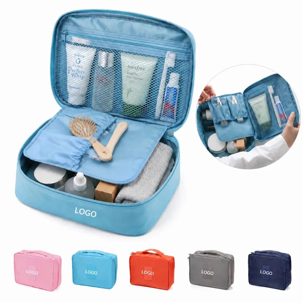 Durable Oxford Travel Cosmetic Bag with Adjustable Dividers