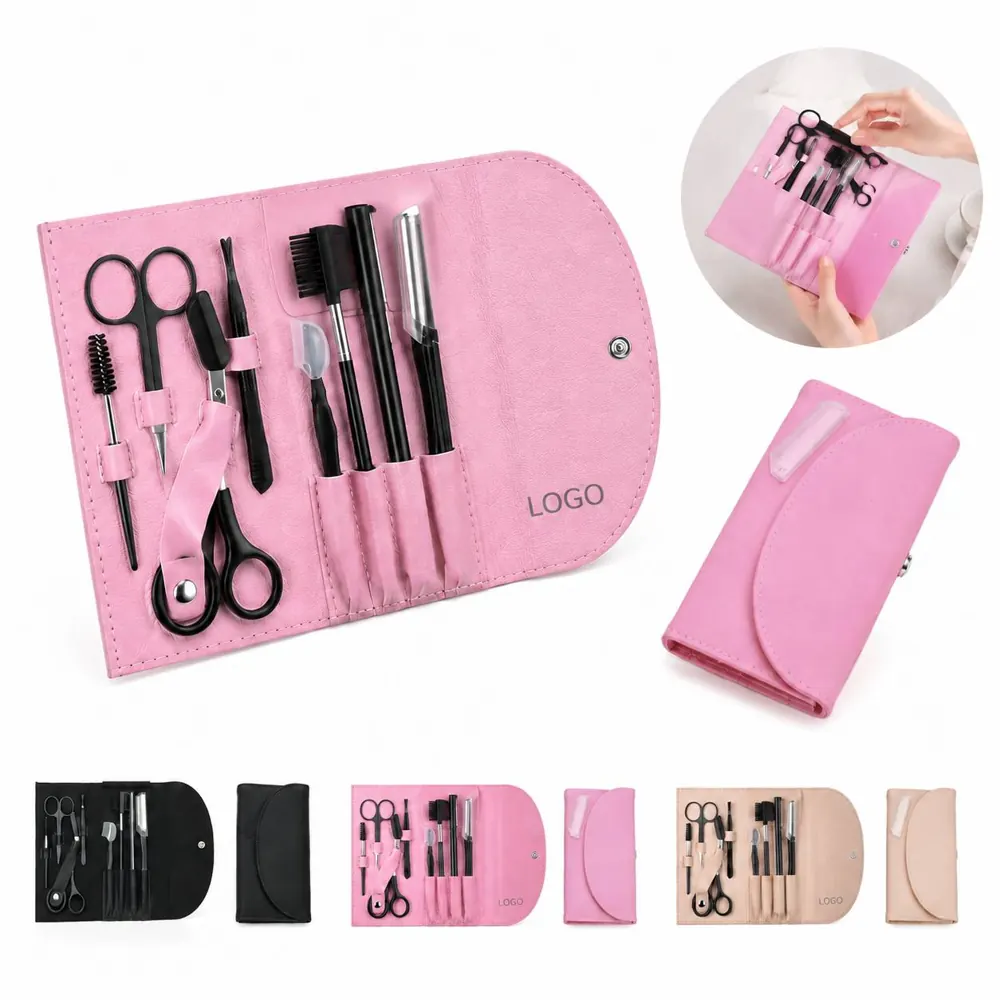 8-Piece Eyebrow Grooming Kit with Travel Case for Precise