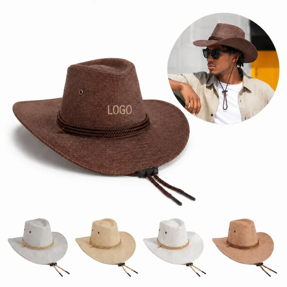 Vintage Foldable Flax Sun Hat with Wide Brim for Outdoor
