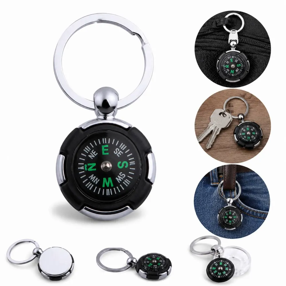 Tire-Shaped Compass Keychain with Rotating Bezel 2