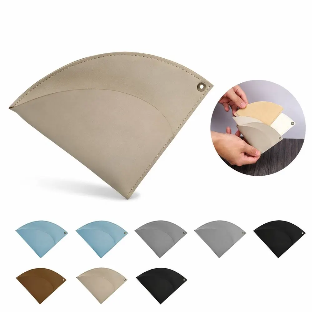 PU Leather Fan-Shaped Coffee Filter Storage Bag with Secure 2