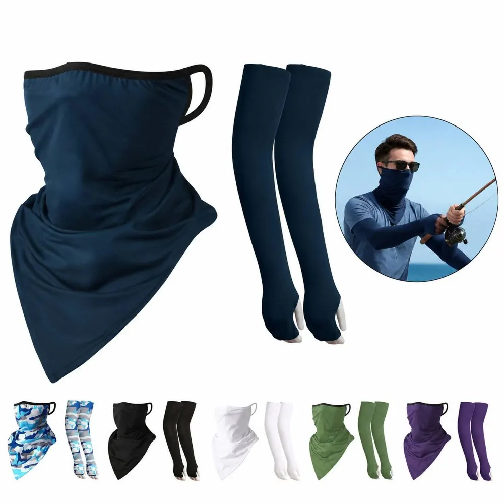Women's Cooling Face Mask & Arm Sleeves Set for Sun 2