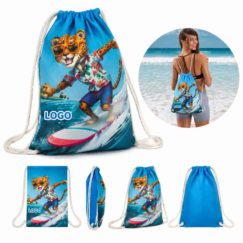 Microfiber Beach Towel Backpack with Drawstring, Quick-Dry