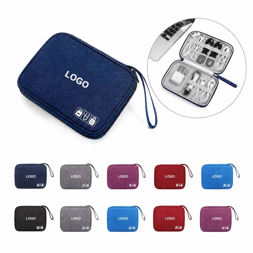 Compact Cable Organizer Bag with Elastic Straps for Travel