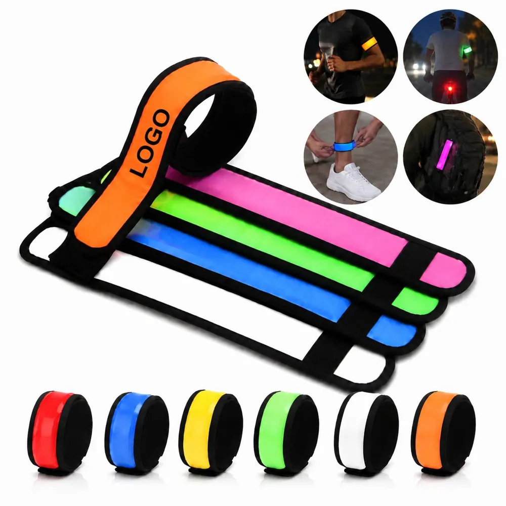 360° LED Safety Wristbands, Slap-On Glow Bracelets