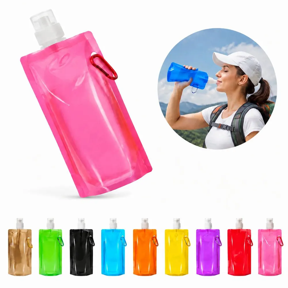 Collapsible 16oz Water Bottle with Carabiner for Hiking 2