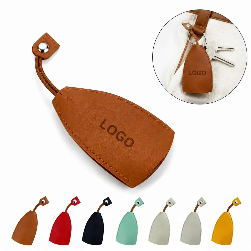 Retractable PU Leather Car Key Case with Pull-Out Strap