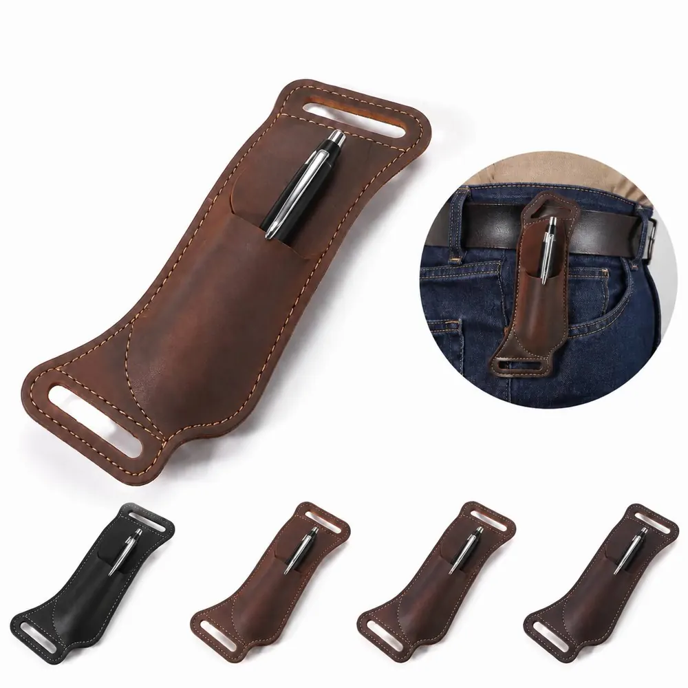 Genuine Cowhide Folding Knife Sheath with Belt Loop for EDC 2
