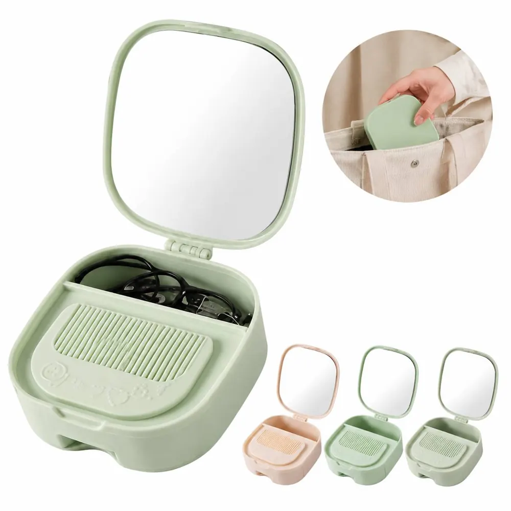 Compact Travel Makeup Organizer with Mirror & Comb 2