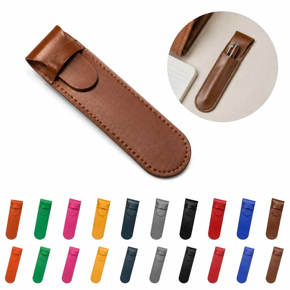 Vintage PU Leather Pen Pouch with Zipper Closure 2