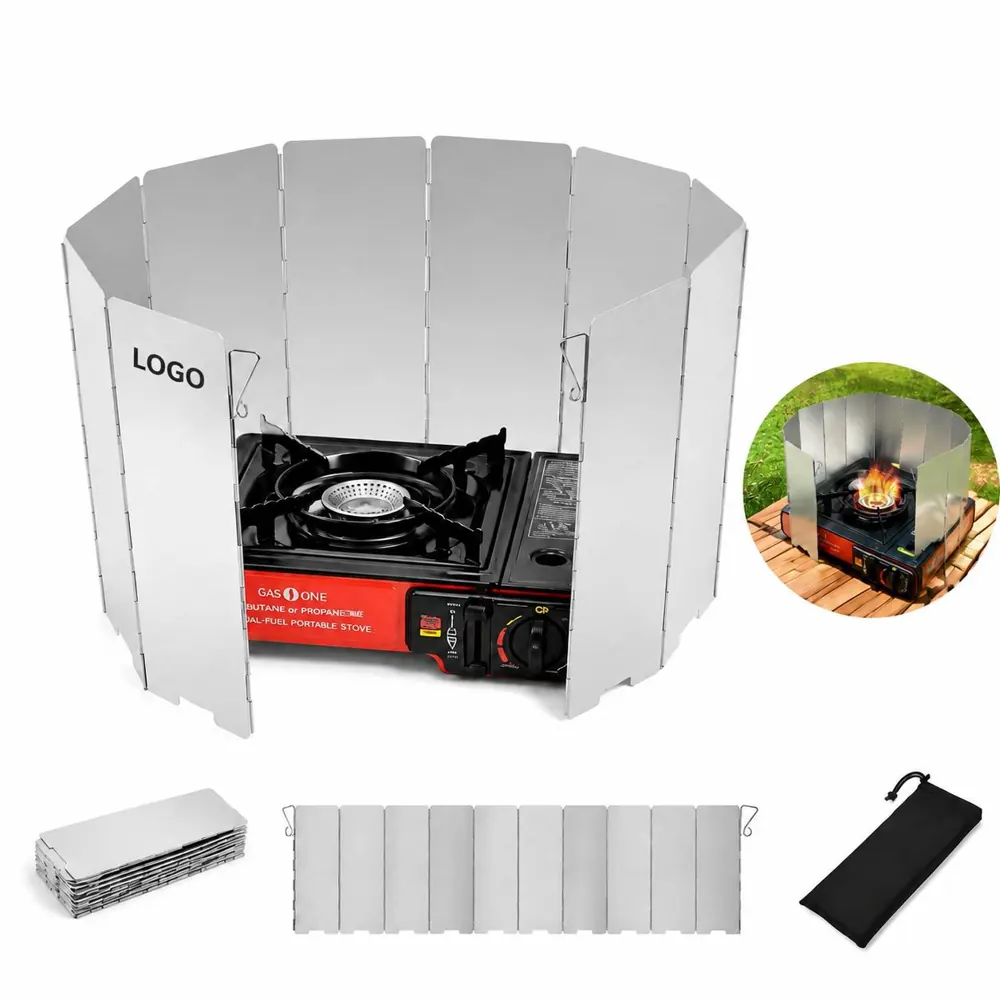 Folding Camping Stove Windscreen with Adjustable Panels